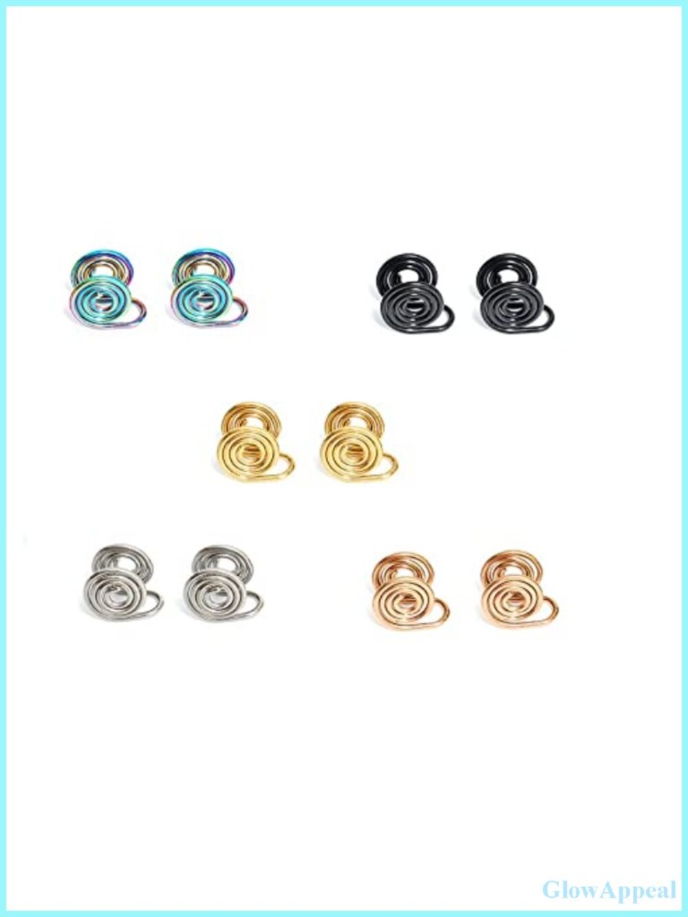 Non-Pierced Clip-On Earrings Stainless Steel Spiral 5 Pair Keloid Pressure